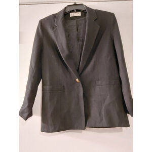 Ladies Vintage Dumas 100% Wool Coat Made In USA Size 6 Jacket Black Gold Button